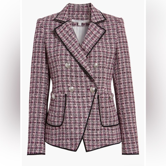 Veronica Beard Jackets & Blazers - VERONICA BEARD | Theron Tweed Double Breasted Pink Purple Dickey Blazer Jacket 4